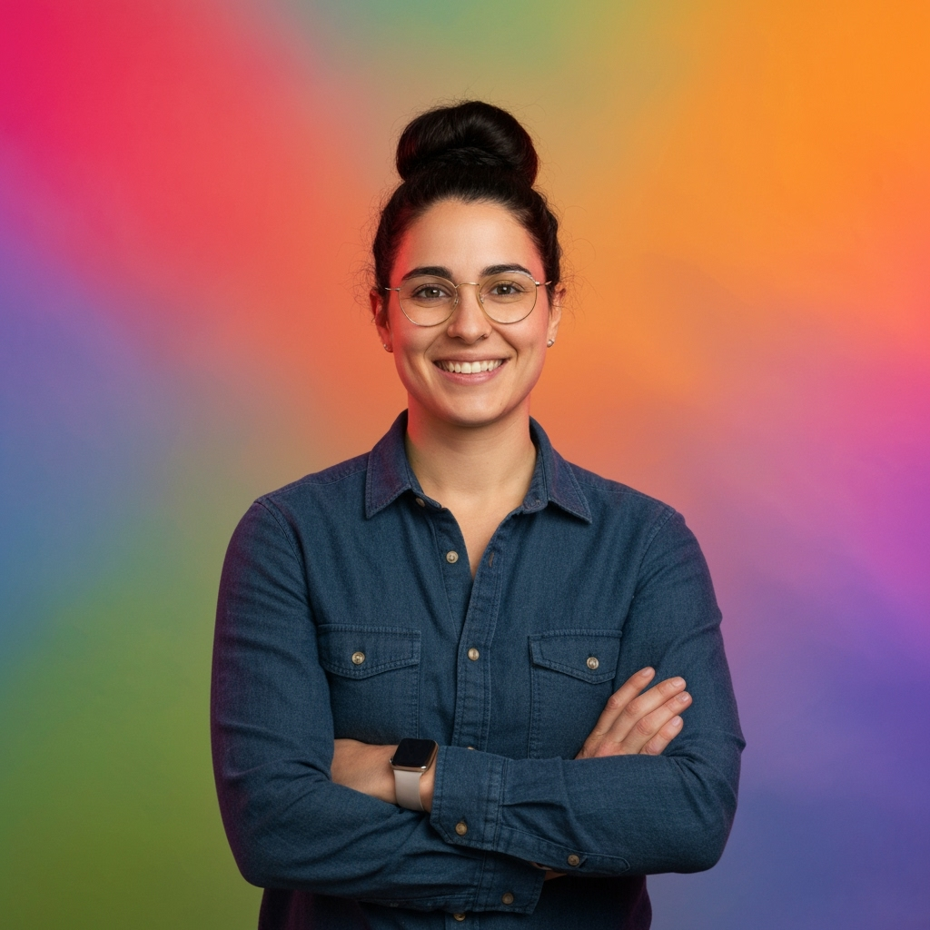 Professional headshot of Creative Social Media Director, artistic and energetic