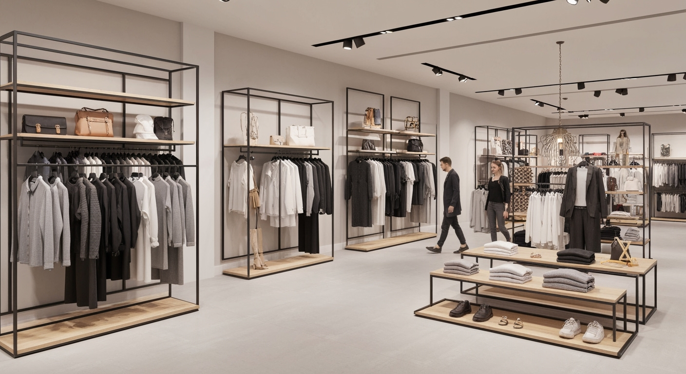 Fashion retail store e-commerce transformation showing online sales growth