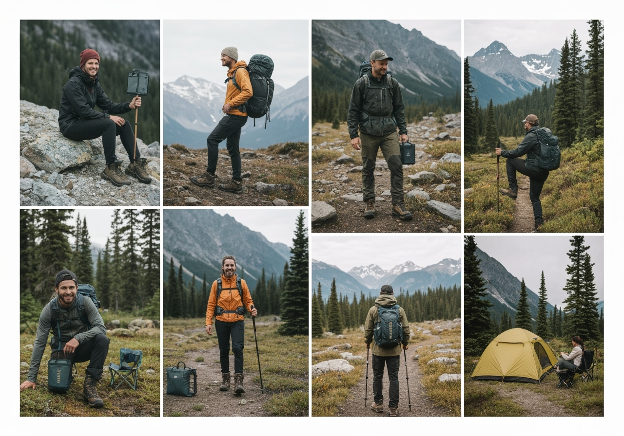 Influencer partnership campaign showing outdoor enthusiasts using gear in Canadian wilderness settings