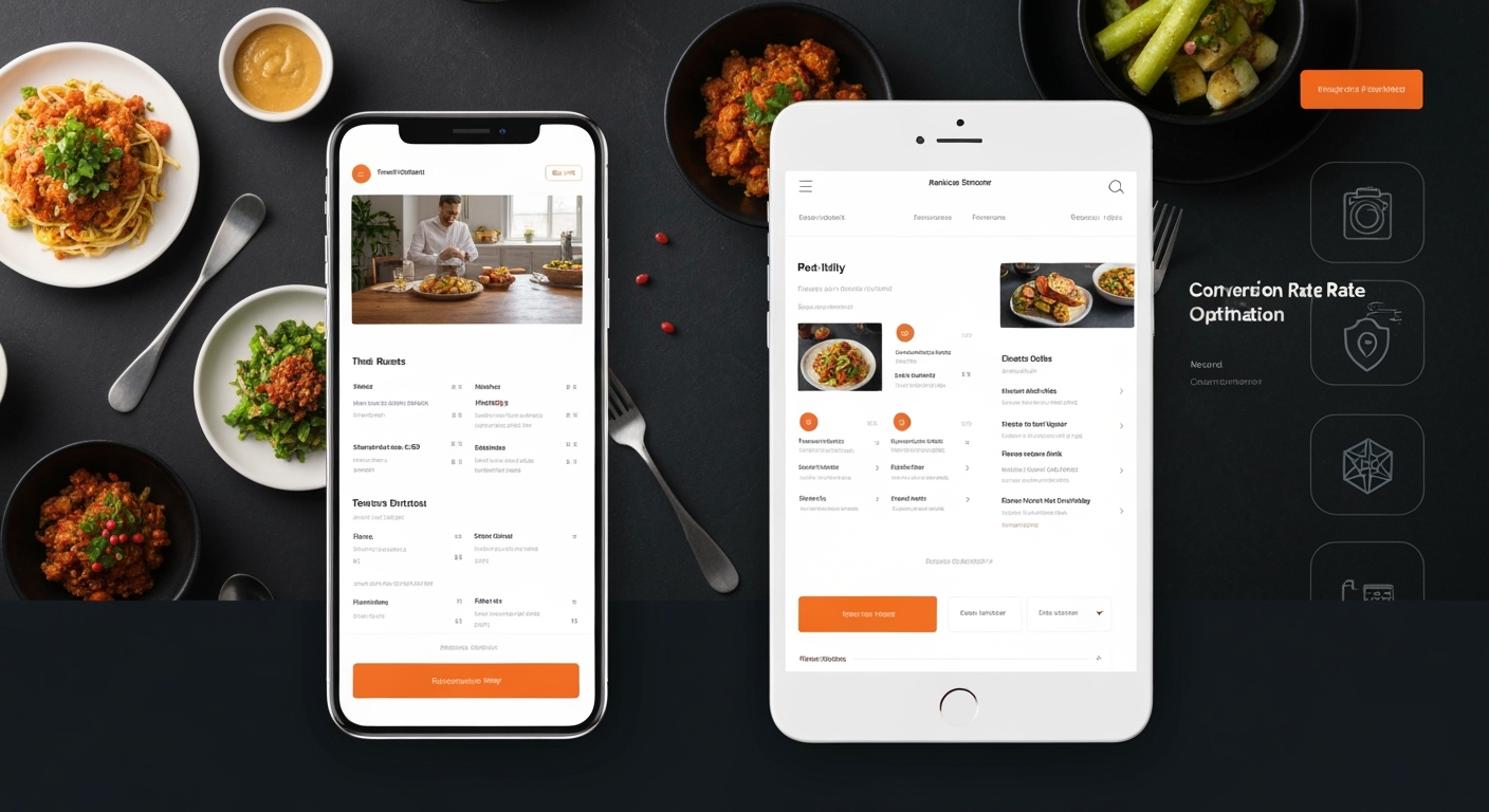 Restaurant online ordering system integration showing mobile-friendly interface and increased conversion rates