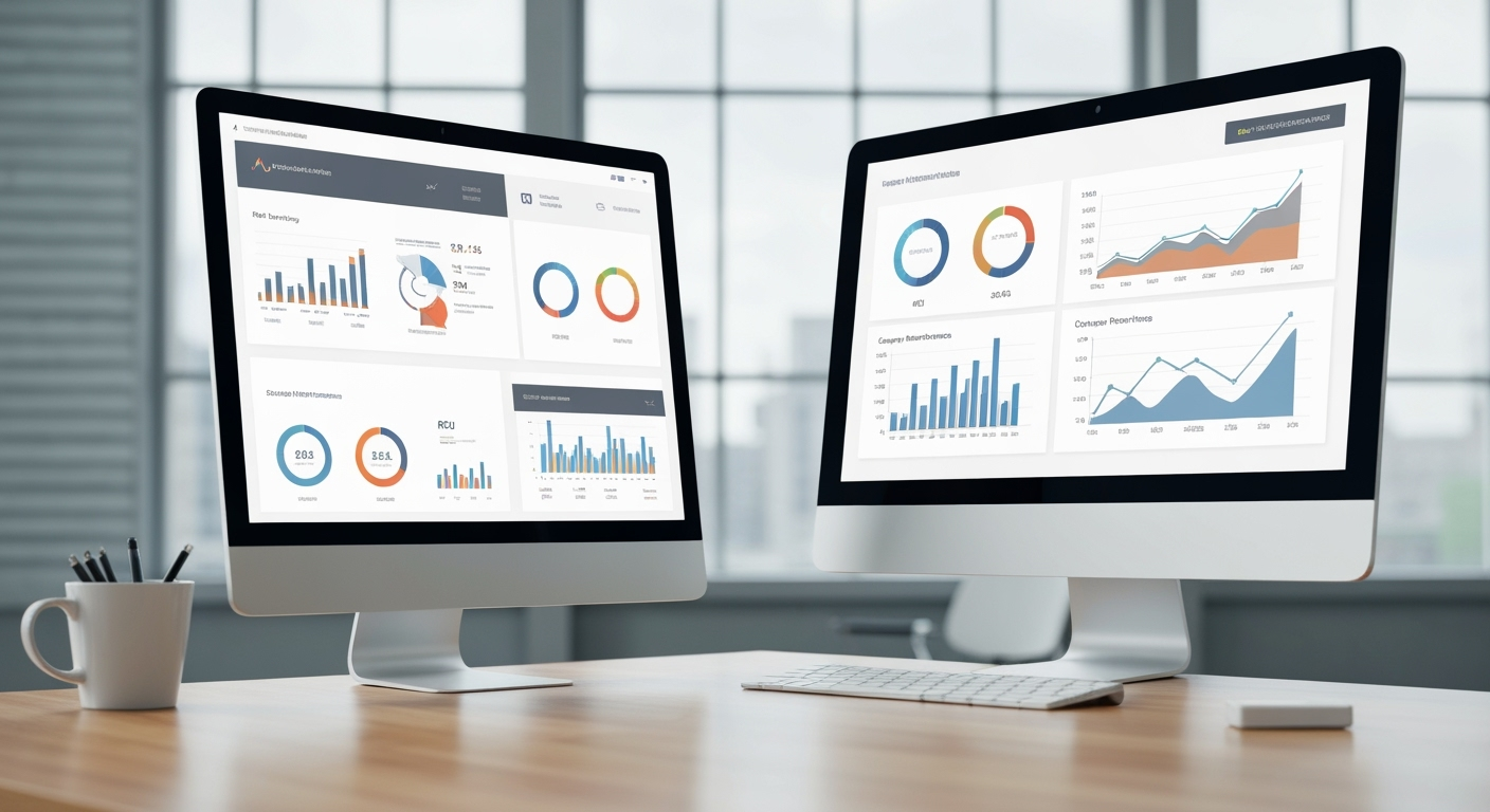 Digital marketing strategy dashboard showing analytics, ROI metrics, and campaign performance data for Canadian businesses